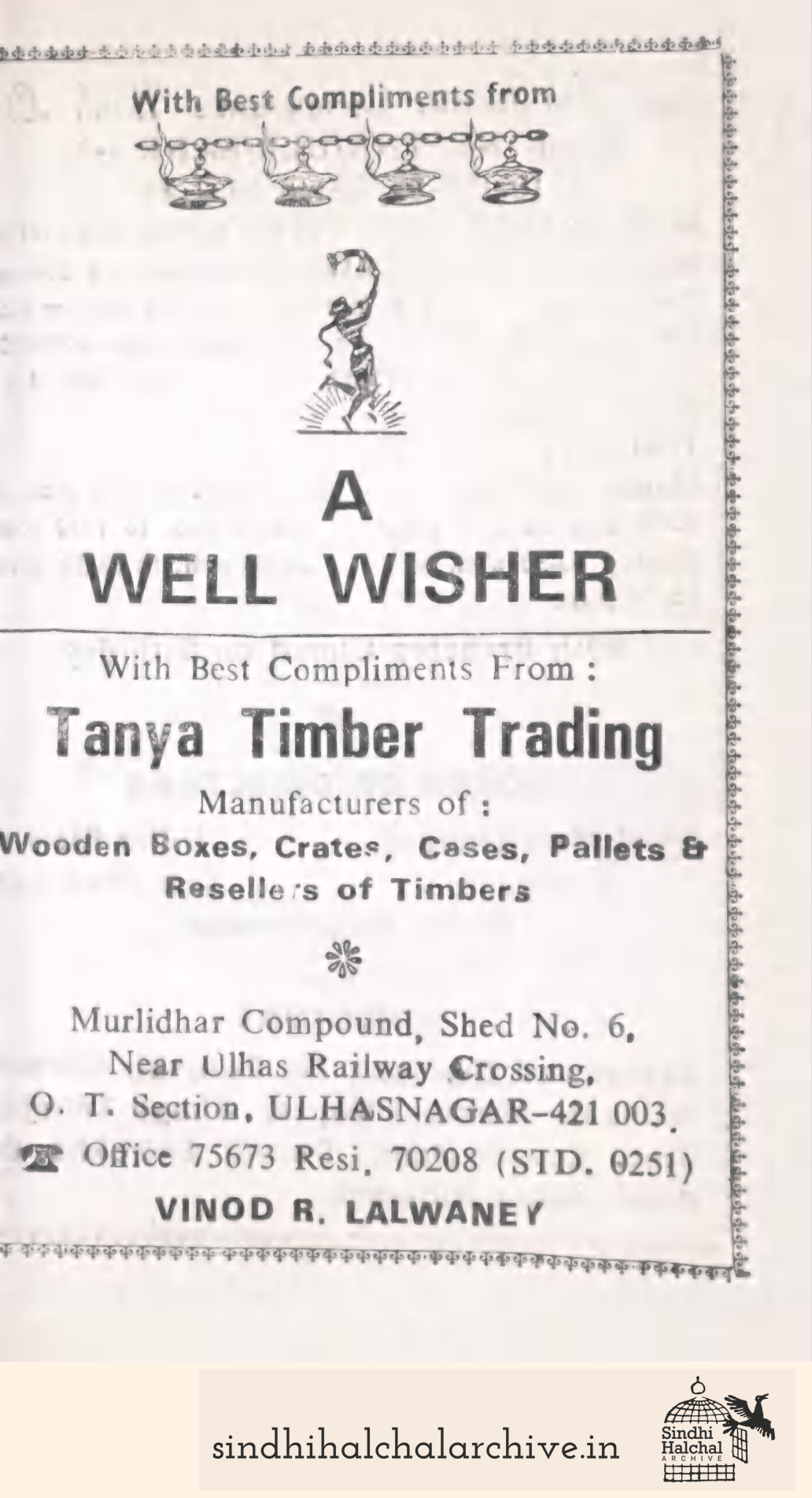 Image of AD Anonymous / 
A
WELL WISHER


Tanya Timber Trading